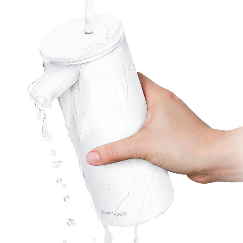 White Steel Touch-Free Automatic Soap Pump with Sponge Caddy