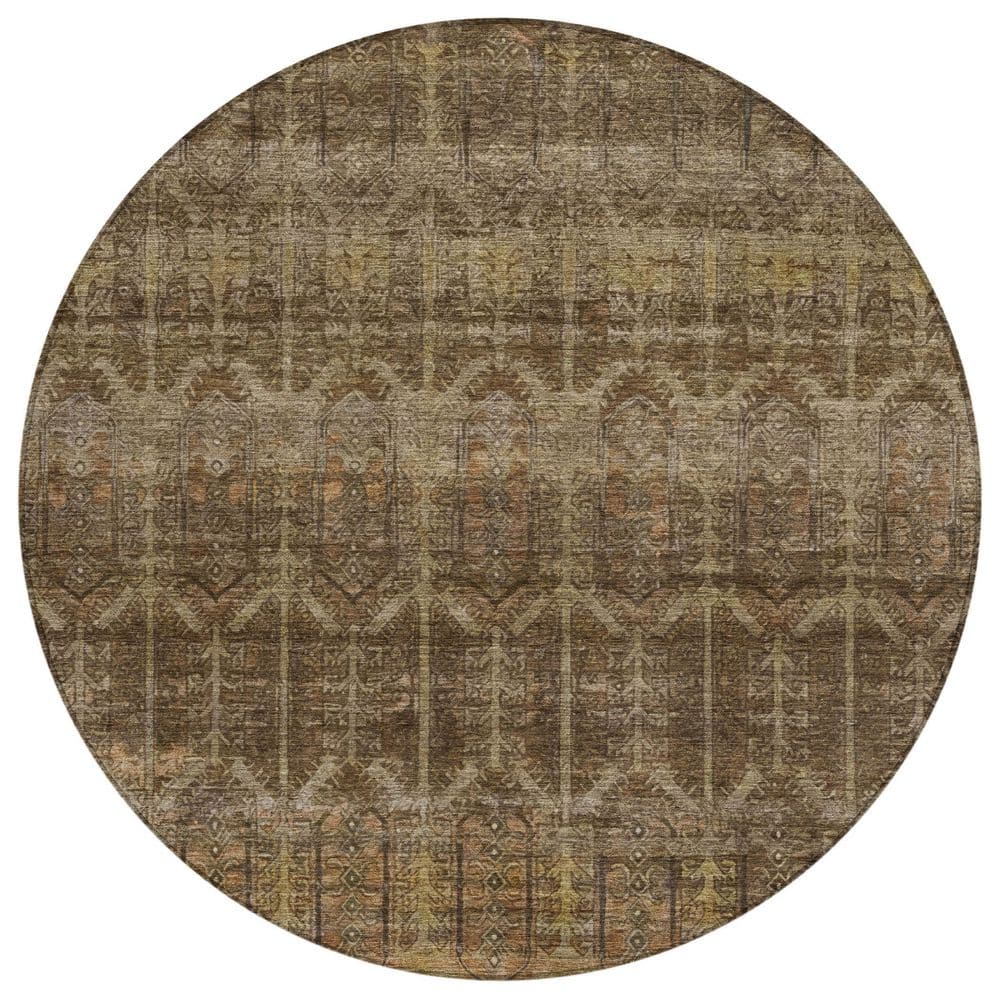 Chantille Machine Washable Indoor/Outdoor Abstract ACN2728 Brown 8 ft. x 8 ft. Round Rug price history on PriceWatchPro