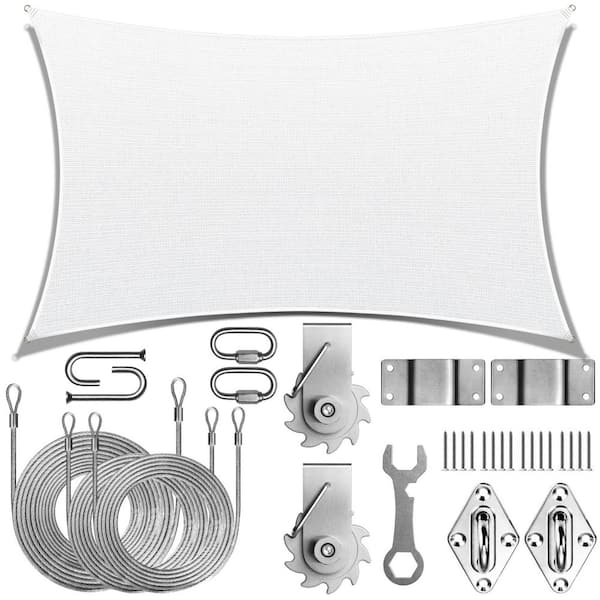 Unbranded 8 ft. x 14 ft. Rectangle Sun Shade Sail with Hardware TAWAL-White