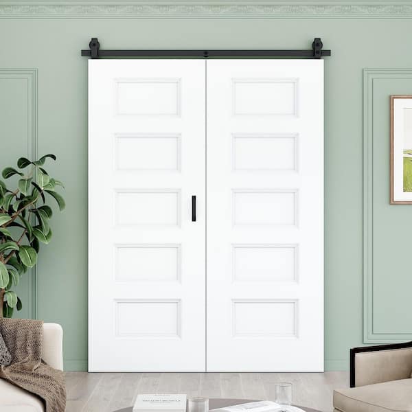 EH PUERTA 60 in. x 80 in. 5 Panel Bifold Closet Barn Door Save