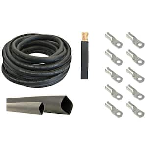 2/0-Gauge 10 ft. Black Welding Cable Kit Includes 10-Pieces of Cable Lugs and 3 ft. Heat Shrink Tubing