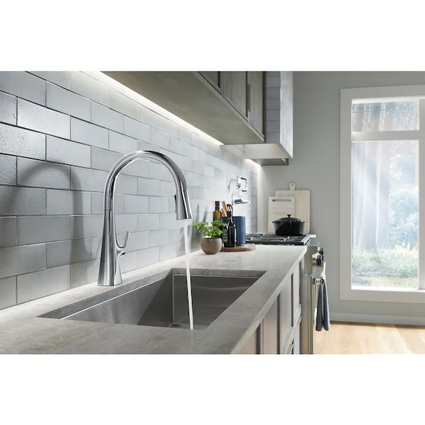 KOHLER Graze Single-Handle Pull Down Sprayer Kitchen Faucet in Polished Chrome