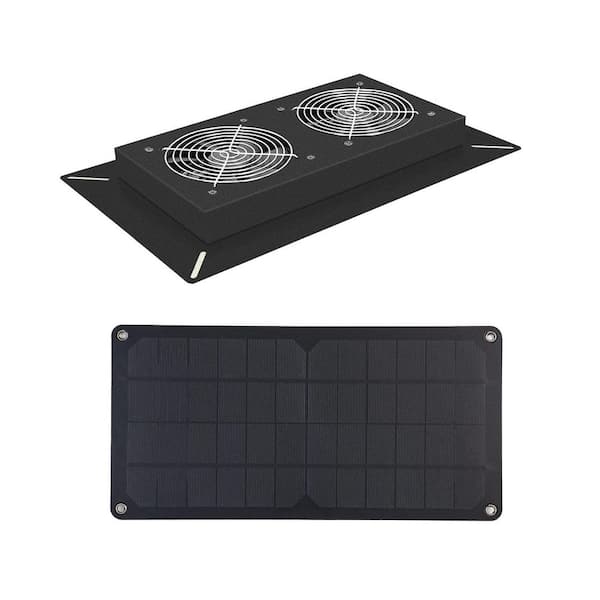 20W Solar-Powered Dual Metal Exhaust Fan Kit for Greenhouses, Coops, Sheds