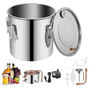 9.6 gal./38 L Alcohol Still Distiller with Circulating Pump, Copper Tube Built-In Thermometer Making Kit Stainless Steel