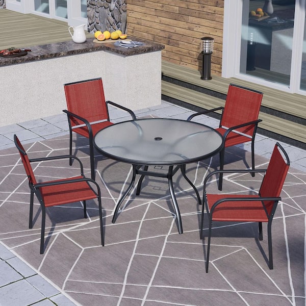 Anmutig 5-Piece Metal Round Outdoor Dining Set table