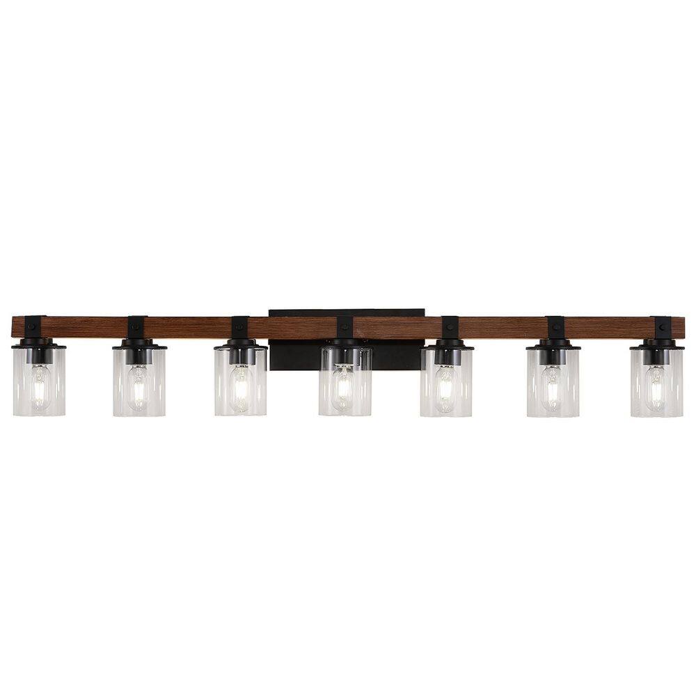 50 in. 7-Light Rustic Walnut Bronze Bathroom Vanity Light with Clear Glass Shades for Mirror, Vanity (Bulb Not Included) price history on PriceWatchPro