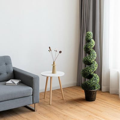 4 ft. 2-Piece Artificial Boxwood Spiral Tree W/Realistic Leaves Indoor Outdoor Office