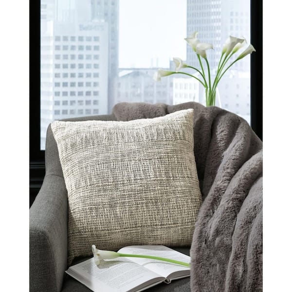 Signature DESIGN BY ASHLEY Carddon Gray Solid Polyester 20 in. X 20 in. Throw Pillow (Set of 4)