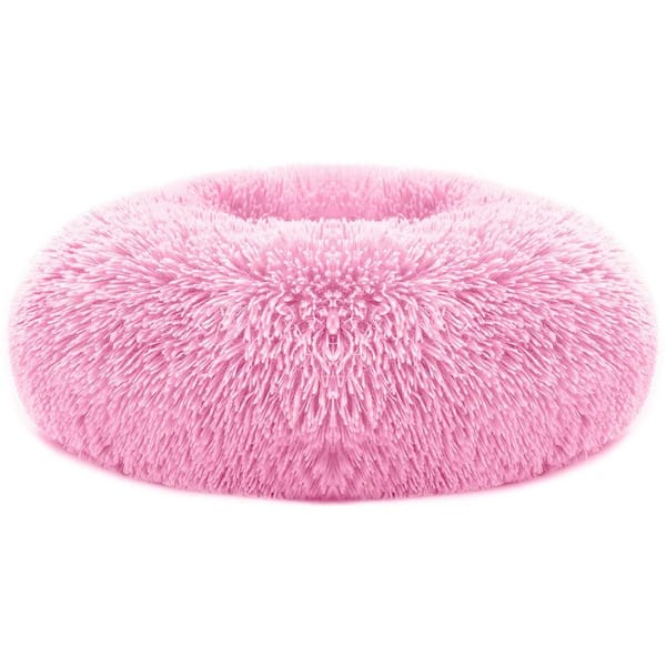 23.62 in. Pet Dog Bed Warm Fleece Sofa Bed Cushion Suit Less than 20 lbs. Medium Dog in Pink