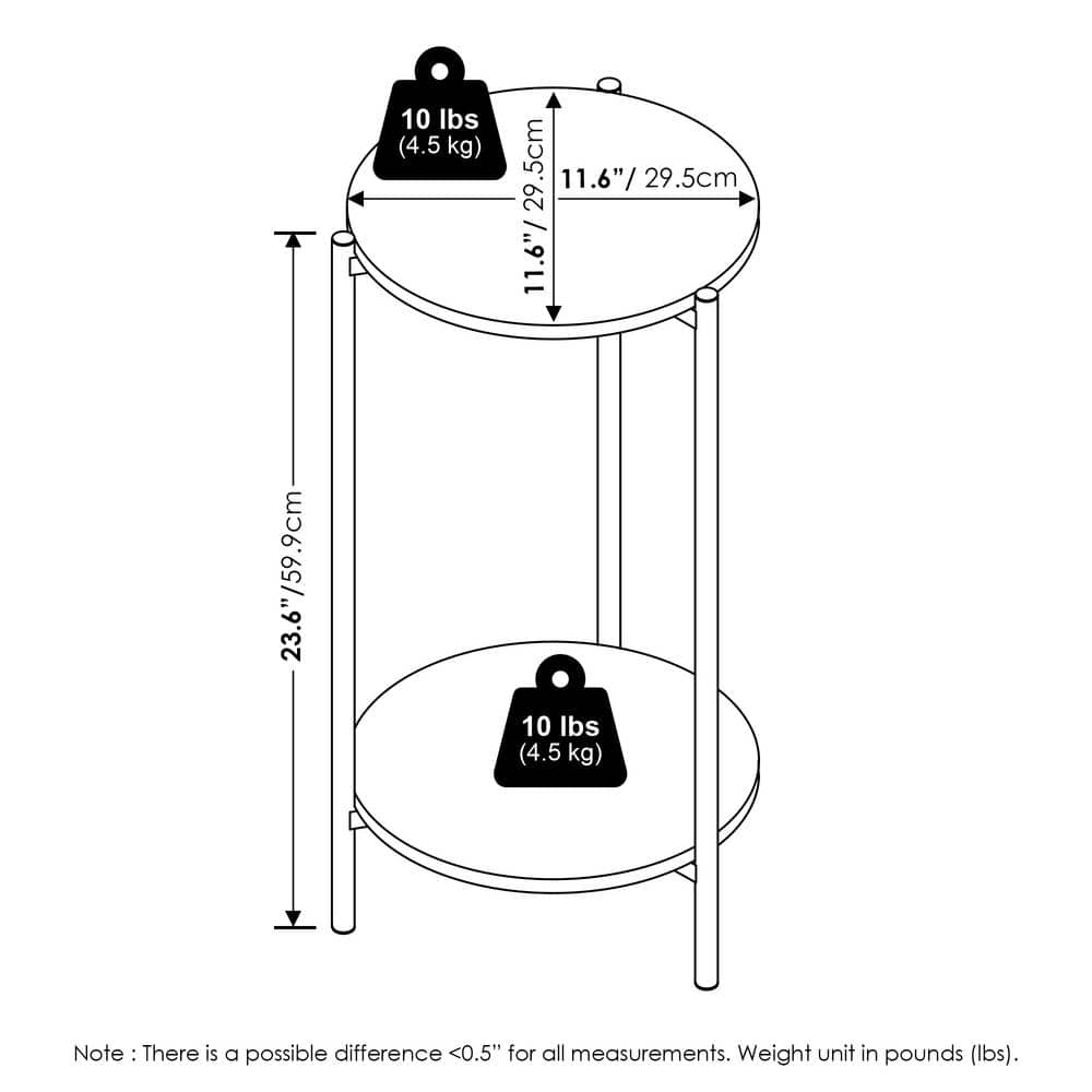 Americano Round 2-Tier Wood and Metal Side Table