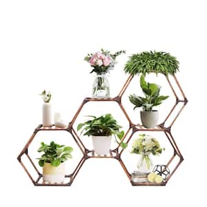 20 in. H Hexagonal Plant Stand, Indoor Outdoor Plant Shelf, Wood Plant Stands Rack Organizer (7-Tiers)