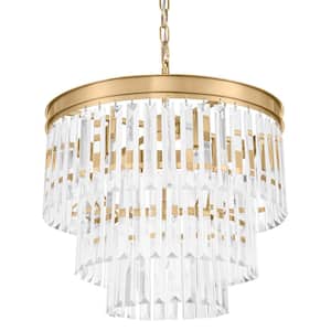North Falls 5-Light Gold Tiered Pendant Light with Crystal Shade