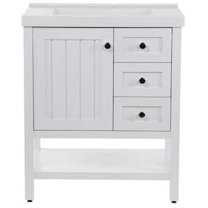 Lanceton 31 in. W x 22 in. D x 37 in. H Single Sink Freestanding Bath Vanity in White with White Cultured Marble Top
