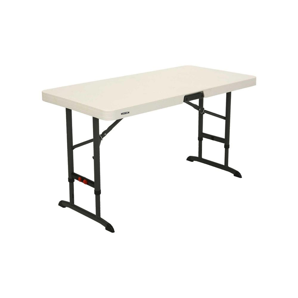 4-Foot Adjustable Height Almond Plastic Folding Table