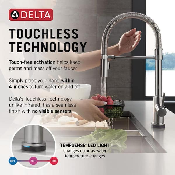 Delta Trinsic Spring Spout Touch2O Touchless Technology Single