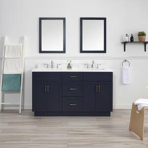 Lincoln 60 in. W x 22 in. D x 34.5 in. H Bath Vanity in Midnight Blue withWhite Cultured Marble Top