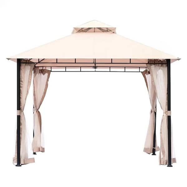 10 ft. x 10 ft. Patio Gazebo for Outdoor Gatherings-Waterproof, UV Protection & Mosquito Netting, Sturdy Steel Frame