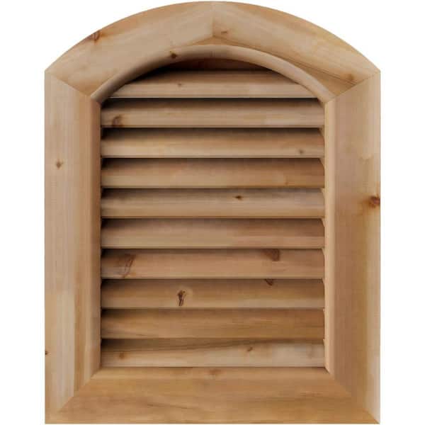 29 in. x 37 in. Round Top Unfinished Smooth Western Red Cedar Wood Paintable Gable Louver Vent