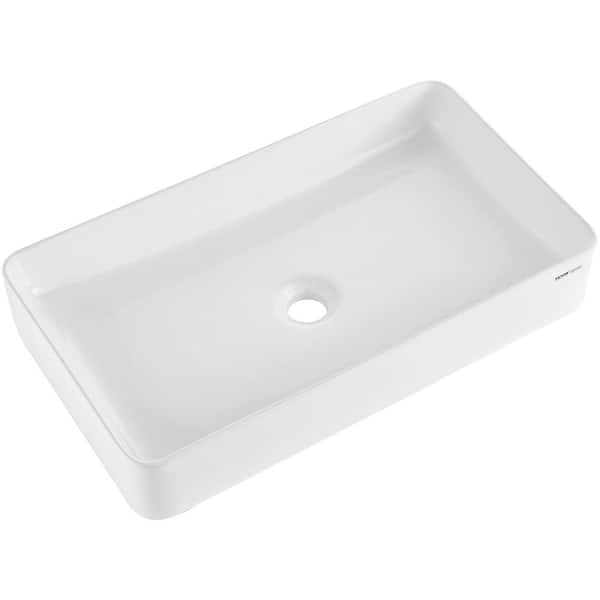 Rectangle Vessel Sink, 24x13.8 in. Bathroom Vessel Sink Countertop, Bright White Ceramic Sinks Above Counter 2025 update