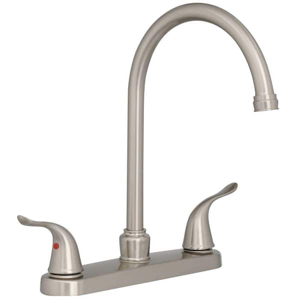 EZ-FLO Impressions Collection 2-Handle Standard Kitchen Faucet with Side Sprayer in Brushed Nickel