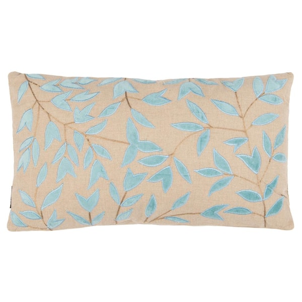 SAFAVIEH Joslyn Beige/Blue 12 in. x 20 in. Throw Pillow