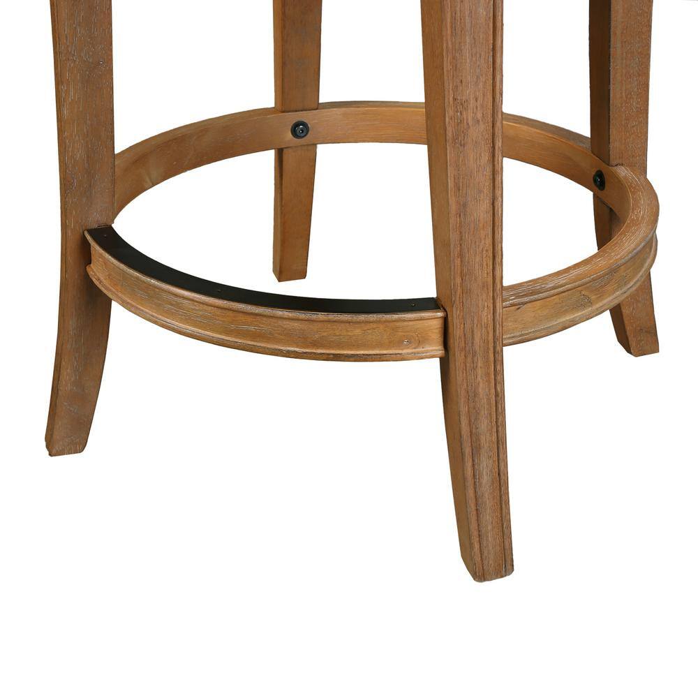 Pasha 26" Pecan Wood Swivel Bar Stool with Linen Seat