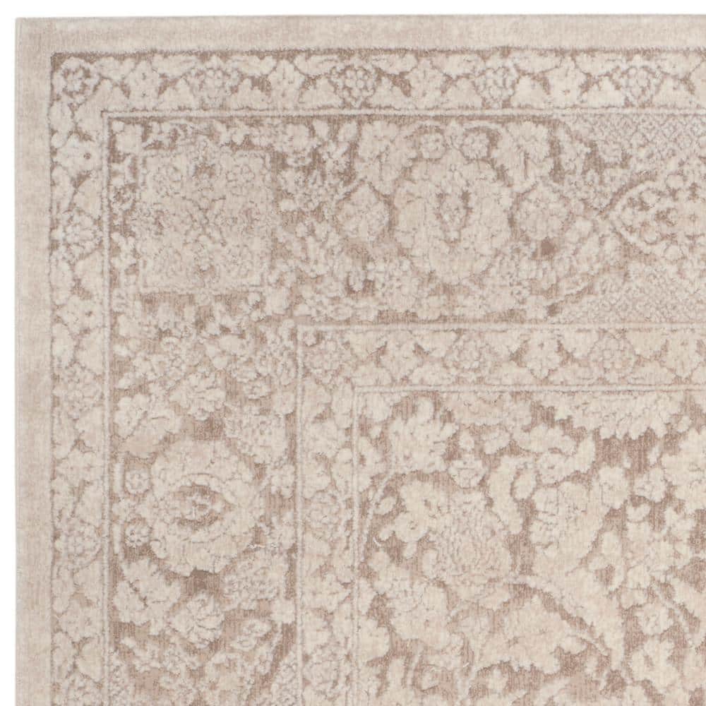 Beige and Cream Floral Synthetic Area Rug 6' x 9'