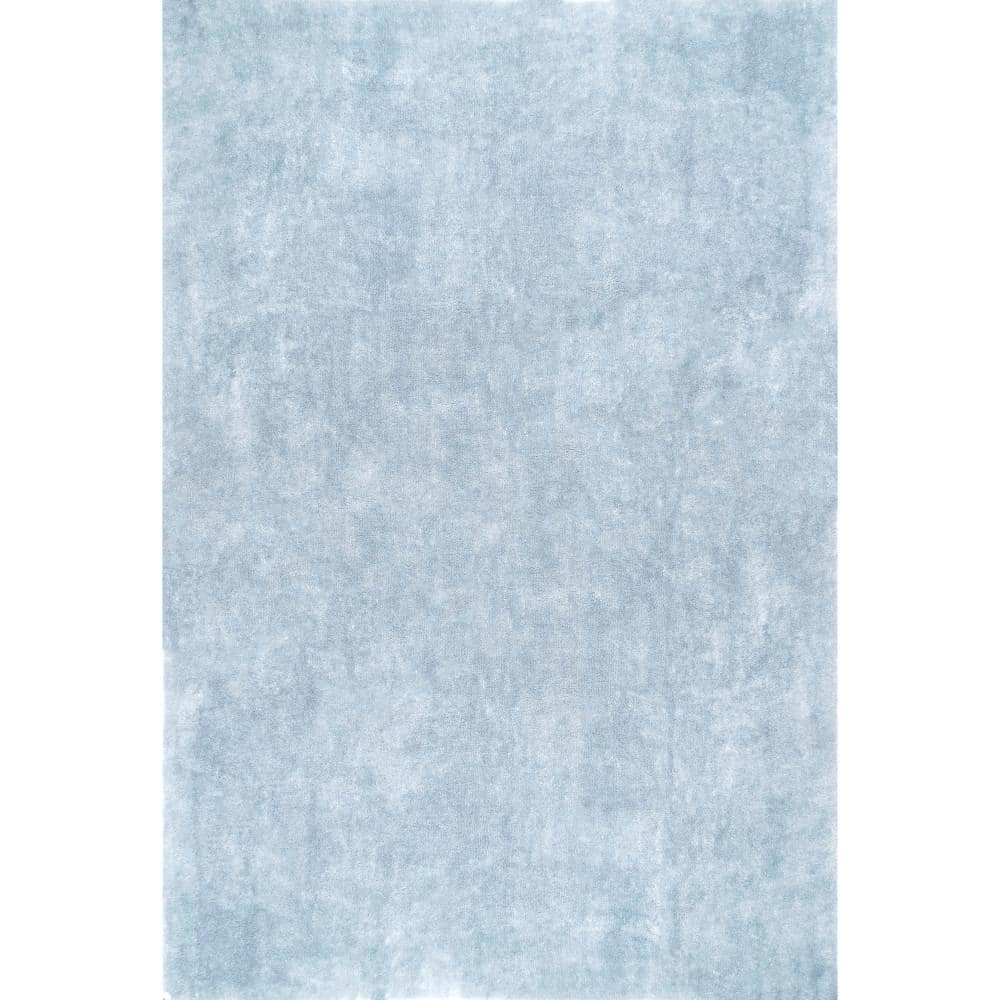 Light Blue Synthetic Shag Area Rug, 3' x 5', Non-slip