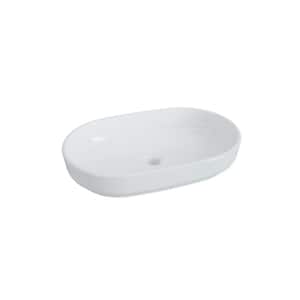 22 in. Ceramic Oval Vessel Bathroom Sink in White
