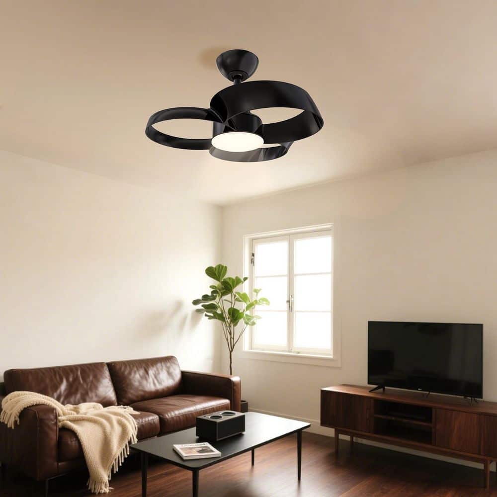 Windora II 22 in. Indoor Black Standard Mount Ceiling Fan Black Blade with Color Changing LED Light and Remote Control price history on PriceWatchPro