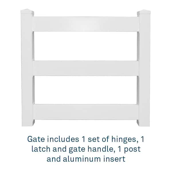 Weatherables 4 ft. W x 5 ft. H 4-Rail White Vinyl Fence Gate EZ Pack