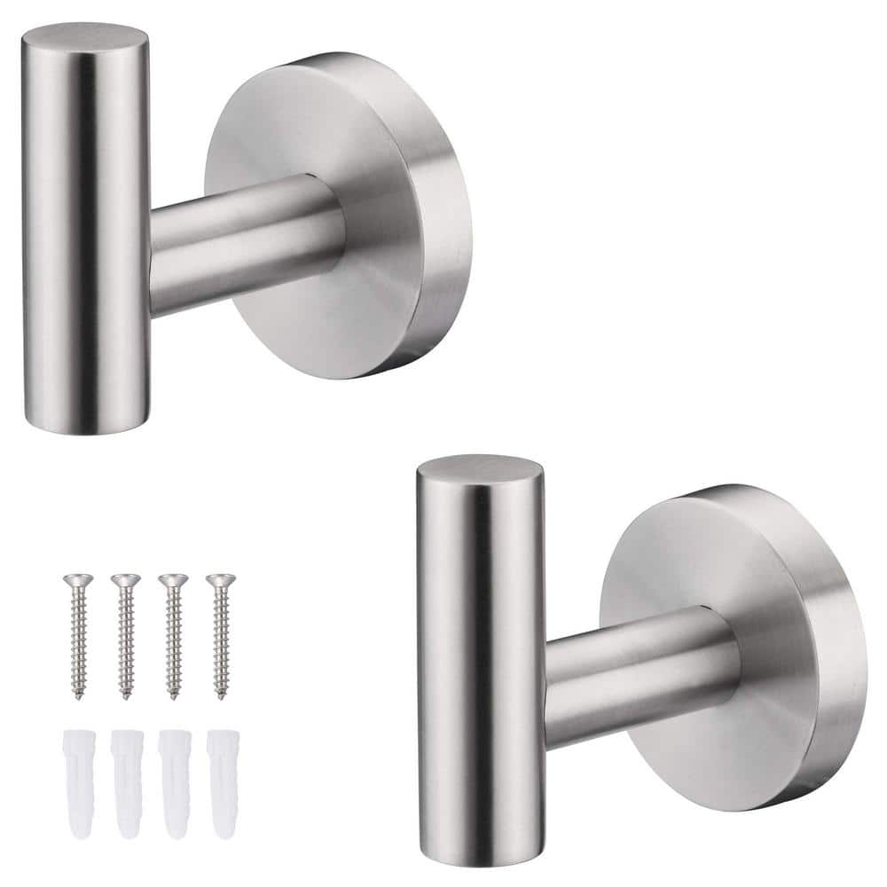 Tileon 2Piece Single Bathroom Hand Towel Knob Hook in Brushed Nickel