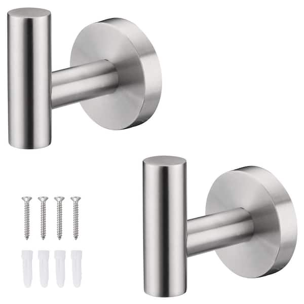 Tileon 2-Piece Single Bathroom Hand Towel Knob Hook in Brushed Nickel