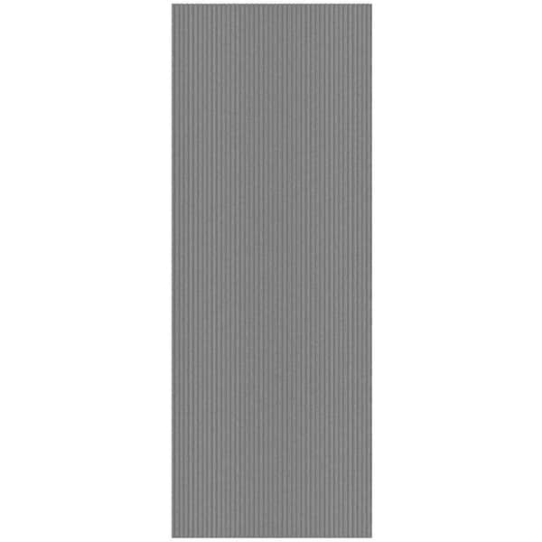 Ribbed Non-Slip Rubberback Indoor/Outdoor Long Hallway Runner Rug 2 ft. x 15 ft., Gray Polyester Garage Flooring