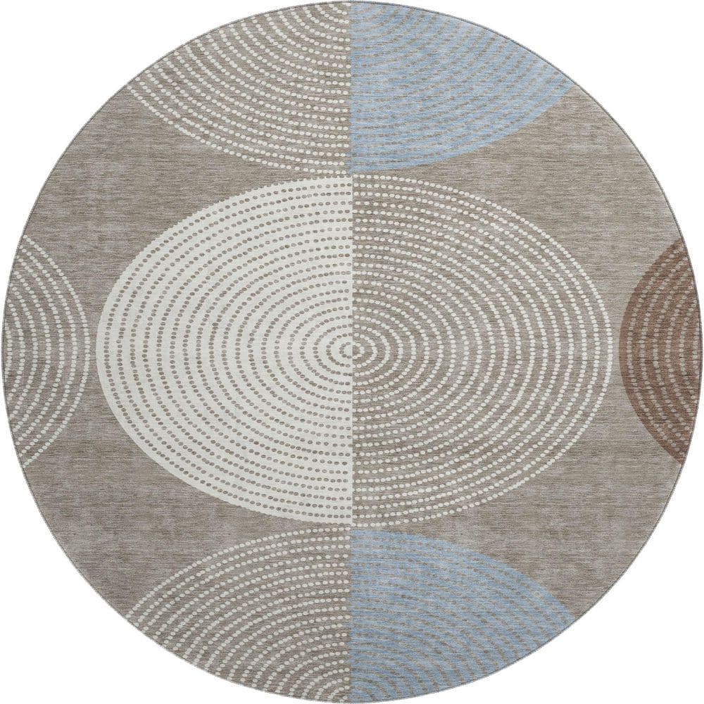 Mayfield Premium Machine Washable Abstract AMF2281 Taupe 8 ft. x 8 ft. Round Rug price history on PriceWatchPro