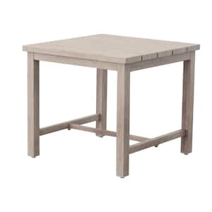 Light Gray Aluminium Durable Outdoor Coffee Table Whitewashed Birch Look Natural Charm Accent with Adjustable Levelers