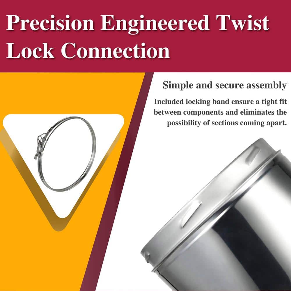 Black Stainless Steel 6" Stove Pipe Adapter with Locking Band