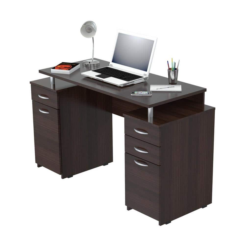 Espresso Wengue Executive Desk with Chrome Accents and Storage