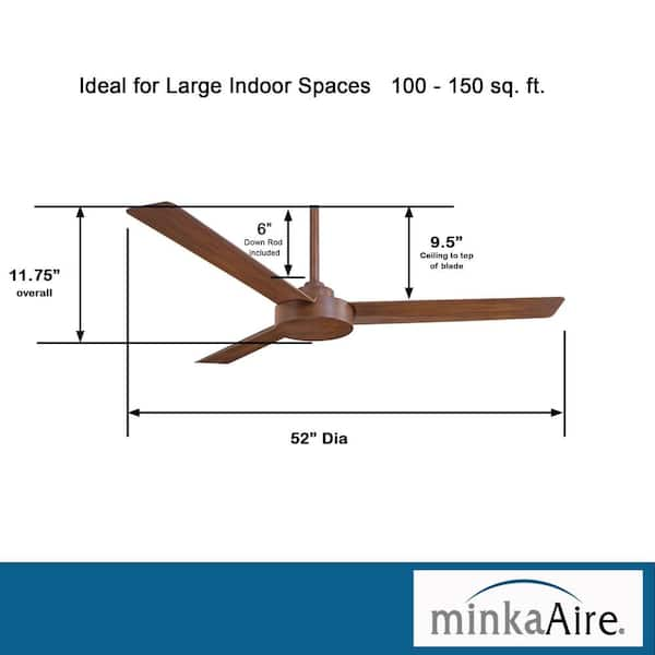 MINKA-AIRE Roto 52 in. Indoor Distressed Koa Ceiling Fan with Wall