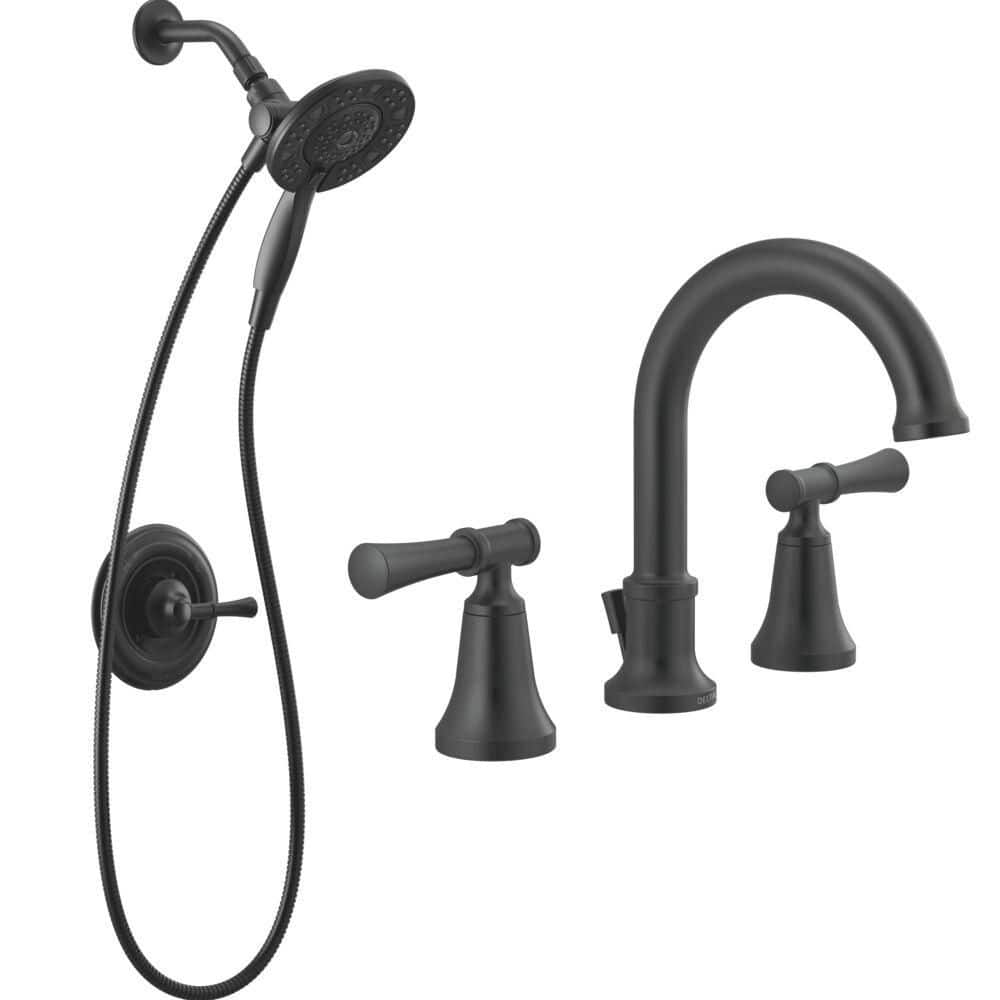 Chamberlain 8 in. Widespread 2-Handle Bathroom Sink Faucet Bundle In2ition Shower Trim and Rough-In in Matte Black price history on PriceWatchPro