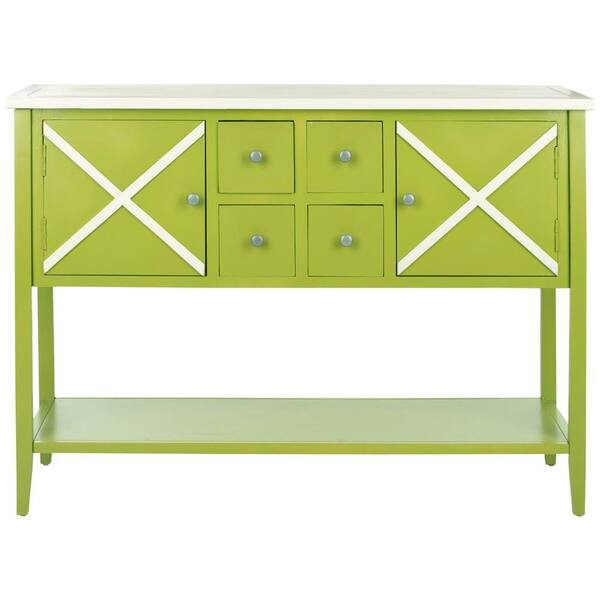 Safavieh Adrienne Lime Green and White Buffet with Storage