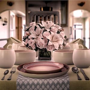 Mocha Muave 16-Piece Rustic Pink Stoneware Dinnerware Set (Service for 4)