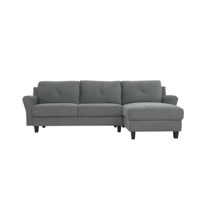 Lifestyle Solutions Harvard Dark Gray, 3 Seat Sectional Sofa With Chaise
