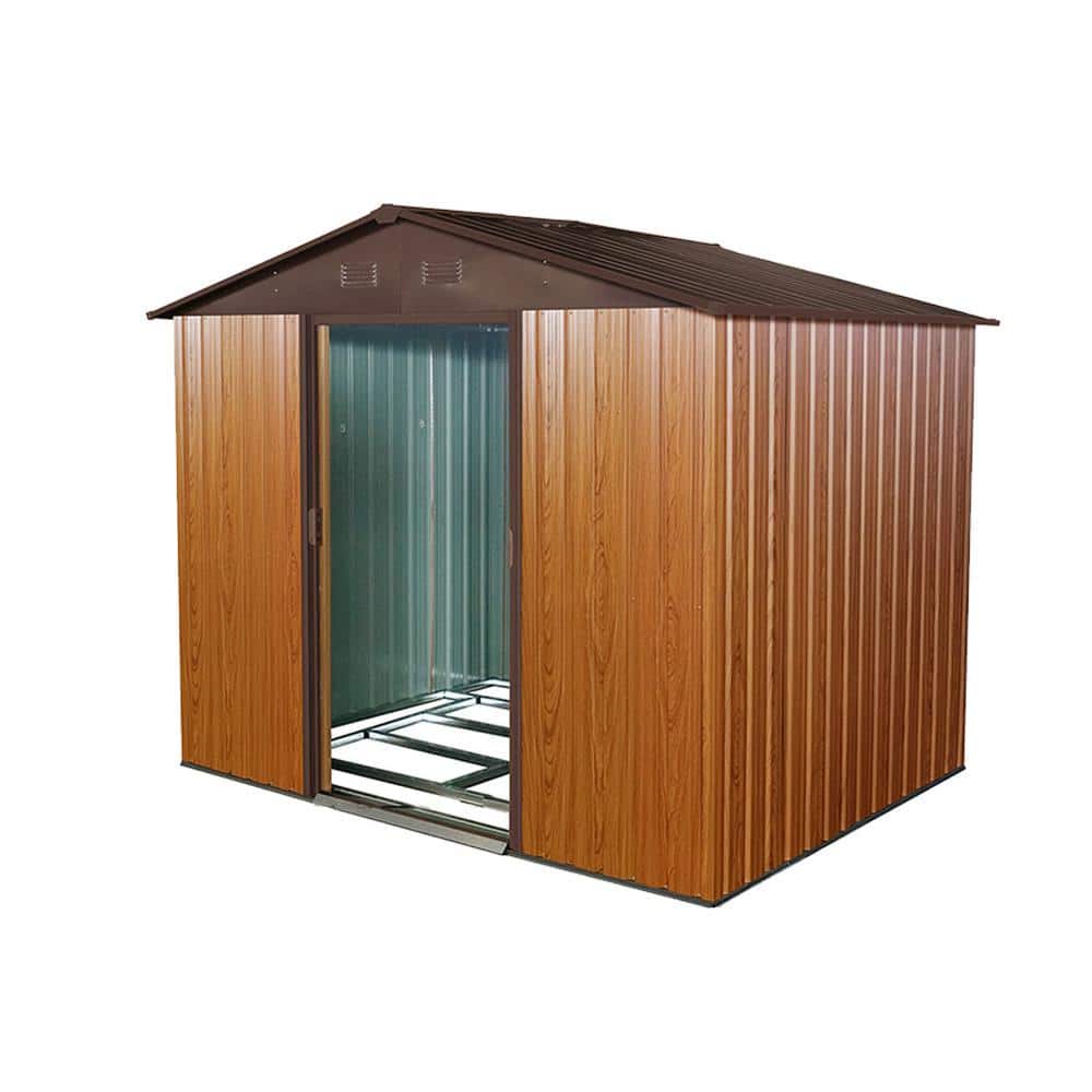8 ft. x 6 ft. Outdoor Brown Metal Storage Shed with Waterproof Roof, 2 Lockable Doors and Window (24 sq. ft.) price history on PriceWatchPro