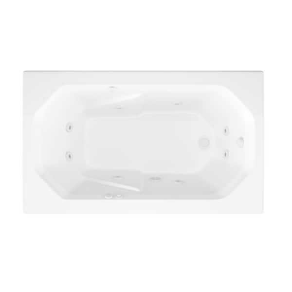 Onyx Series 60 in. x 36 in. Rectangular Whirlpool Bathtub with Right Side Drain and V-Style Back Jets in Glossy White