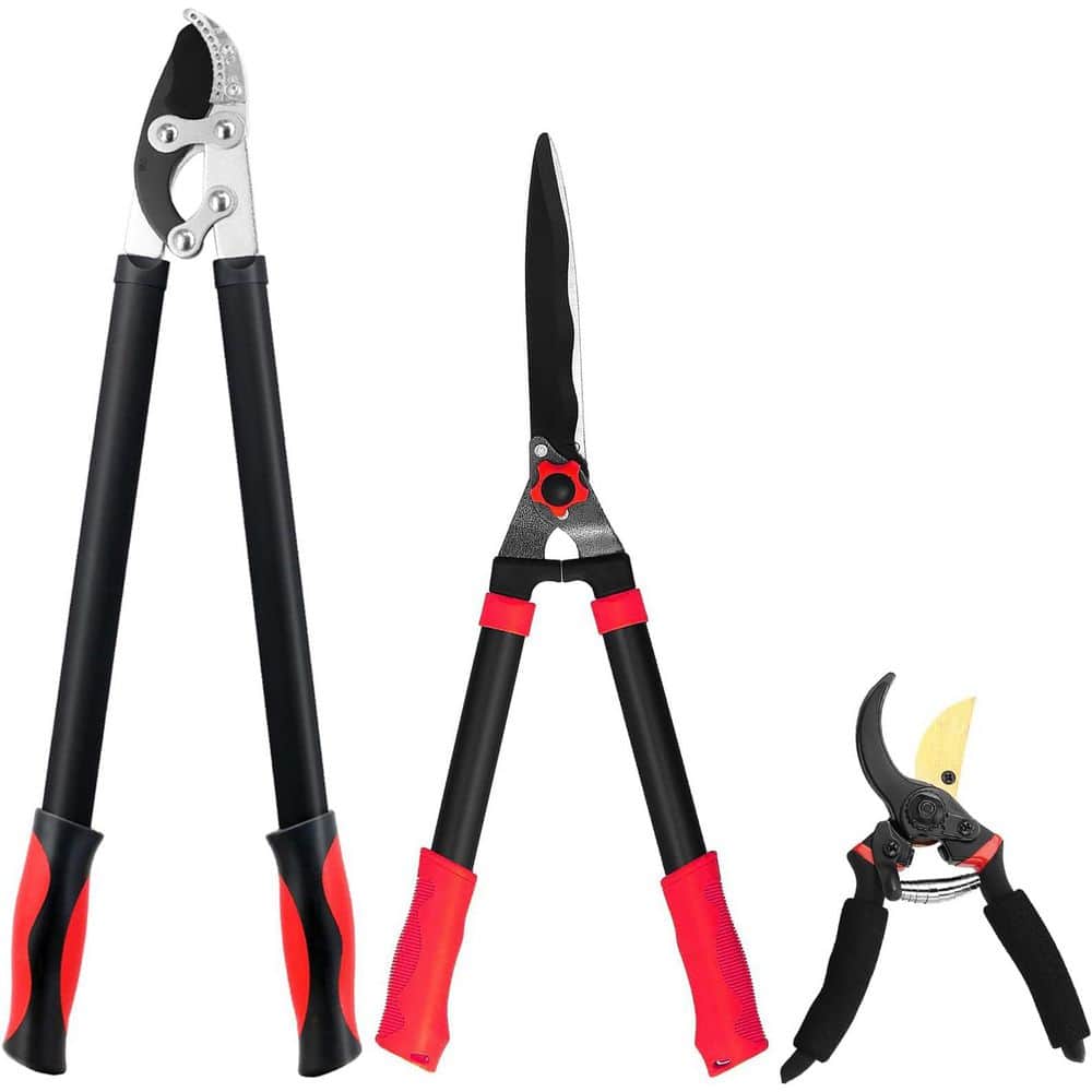 8 in Black Hedge Shears Pruners Combo Set 3-Piece Garden Tool Kit with Alloy Steel Blades price history on PriceWatchPro