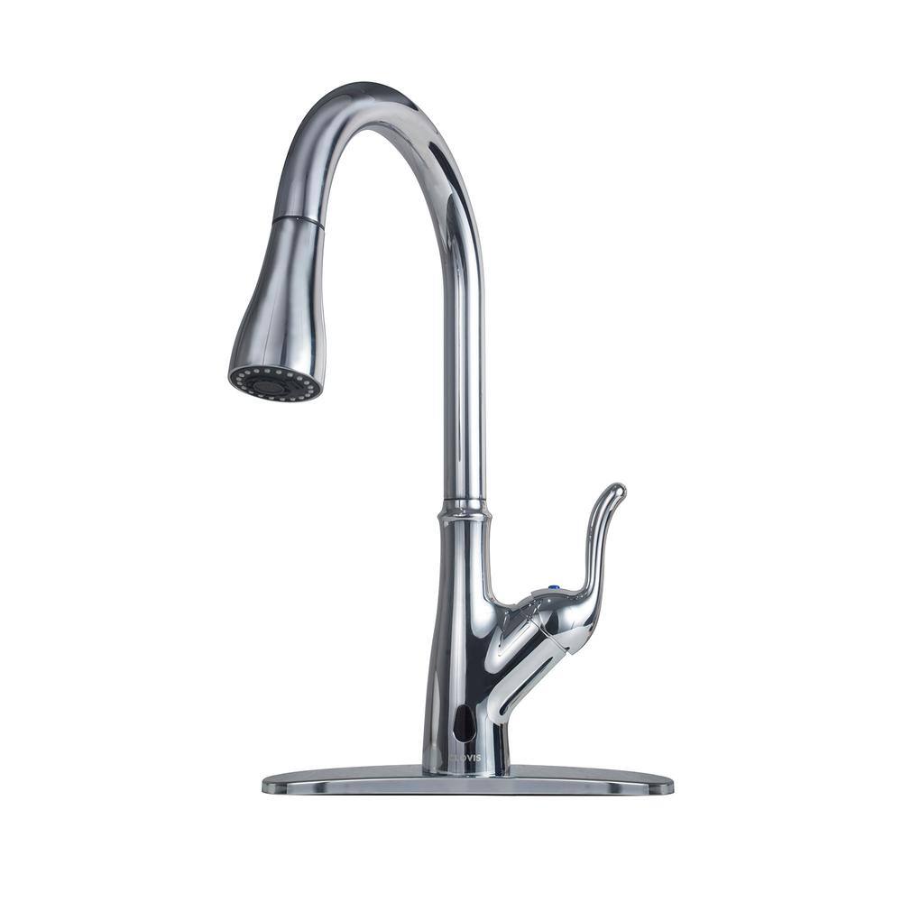 Touchless Sensor Single-Handle Pull-Down Sprayer Kitchen Faucet in Polished