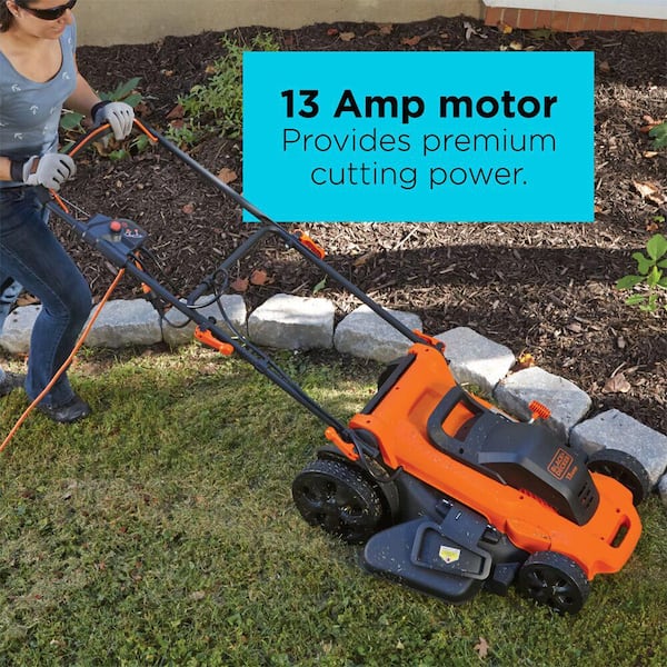 BLACK+DECKER 20 in. 13 AMP Corded Electric Walk Behind Push Lawn Mower and 14 in. 6.5 Amp Corded Single Line String Trimmer/ Edger