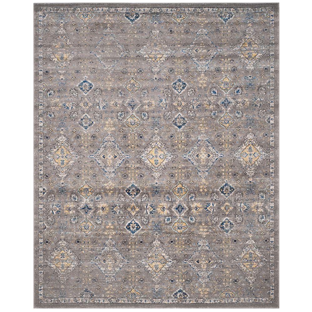 Evoke Dark Grey and Yellow High Pile Synthetic Area Rug