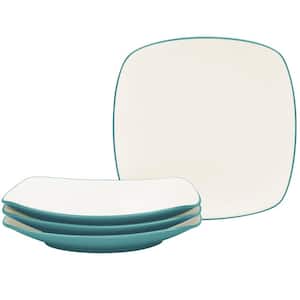 Colorwave Turquoise 10.75 in. (Turquoise) Stoneware Square Dinner Plates, (Set of 4)